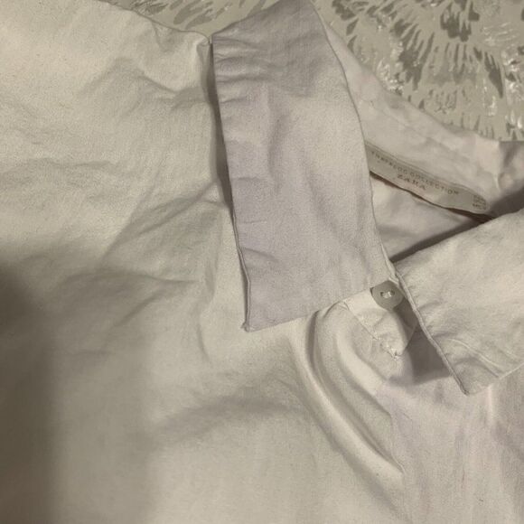 zara womens solid white long sleeve button down dress shirt top medium - Picture 6 of 6